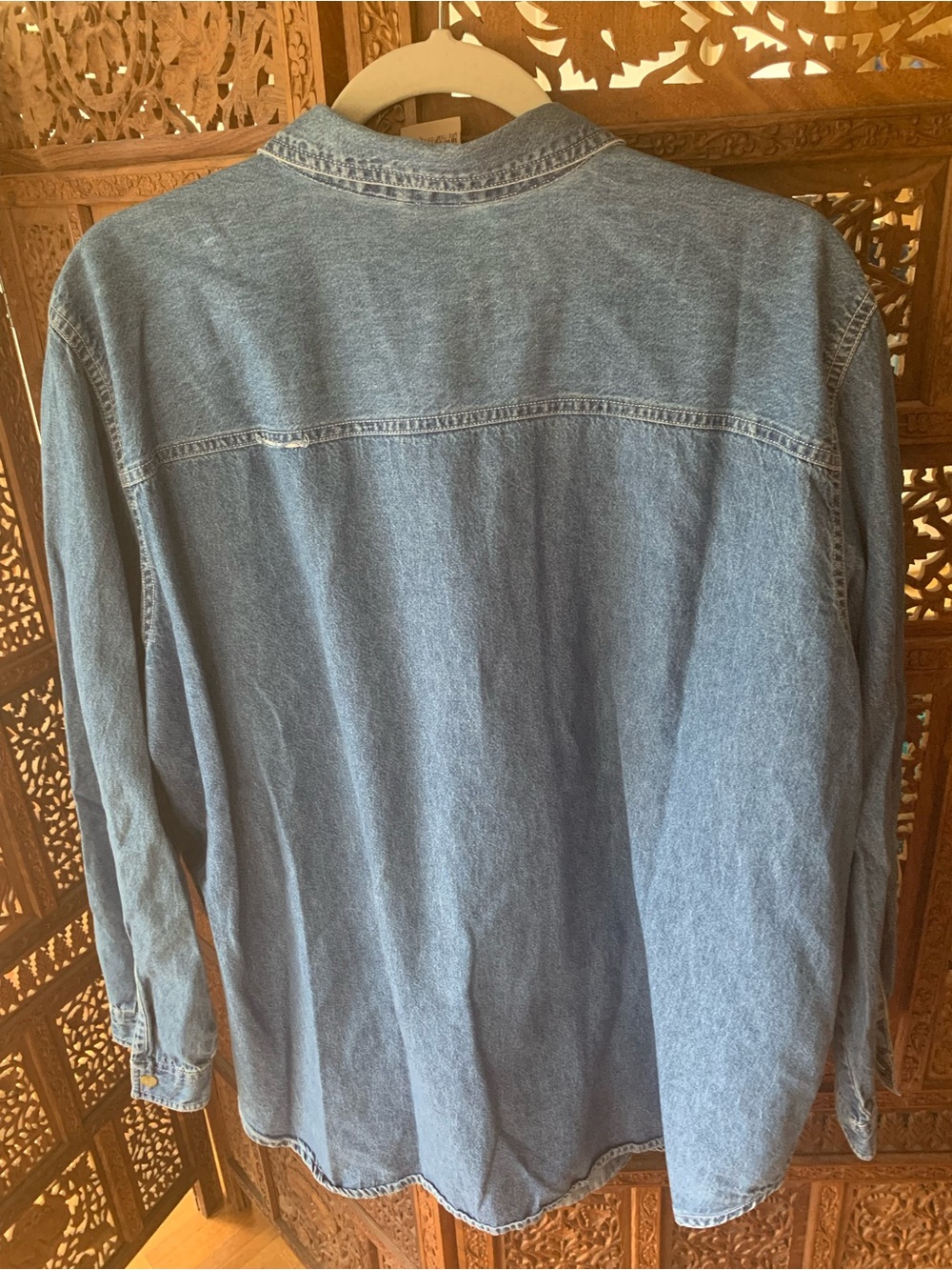 Just My Size Light Blue Denim Shirt with Floral Embroidery - Picture 4 of 4